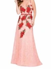 Jovani Lace Embroidered Dress In Peach/red In Multi