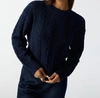 SANCTUARY CABLE SWEATER IN NAVY REFLECTION