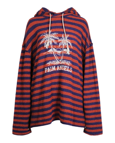 Palm Angels Logo-print Terry Cloth Hoodie In Orange