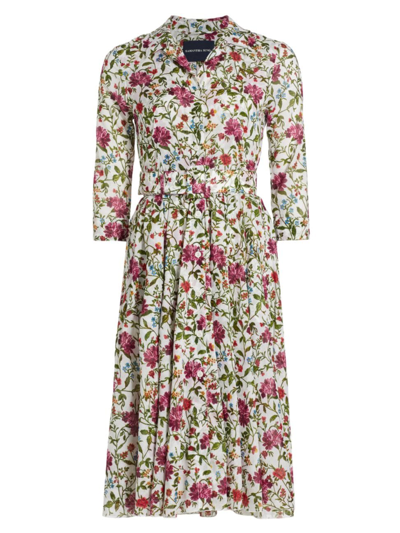 Samantha Sung Women's Laurent Belted Floral Knee-length Dress In Flora White