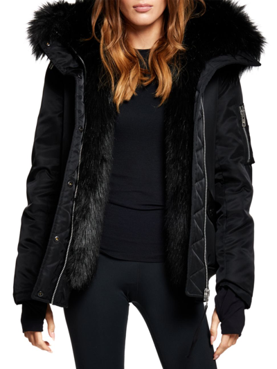 Sam Women's Sloane Faux Fur-trimmed Down Coat In Black