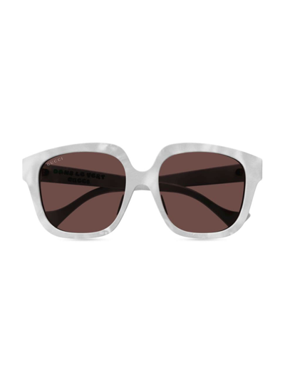 Gucci Women's 55mm Square Sunglasses In White Marble Brown