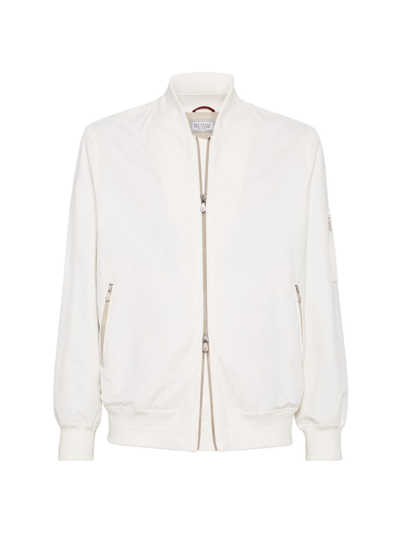 Brunello Cucinelli Zip-fastening Cotton Bomber Jacket In White