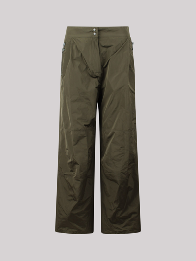 Moncler Logo-patch Lightweight Flared Trousers In Green