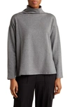 EILEEN FISHER FUNNEL NECK LONG SLEEVE BOXY TOP