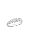 Delmar 14k White Gold 4–4.5mm Cultured Freshwater Pearl & Diamond Ring In White