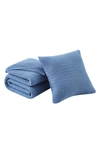 Southshore Fine Linens Chunky Blanket & Throw Pillow Cover Set In Blue