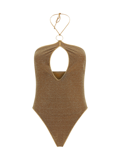 Oseree Lumiere Ring Maillot Swimsuit In Toffee