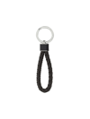 Bottega Veneta Intreccio Leather Key Ring In Fondant-silver