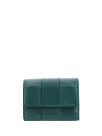 Bottega Veneta Wallet In Emerald Green-gold