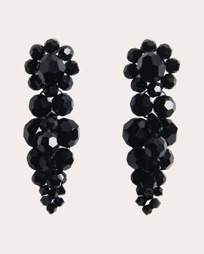 Simone Rocha Women's Black Crystal Mini Cluster Drop Earrings