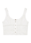 Free People Kerry Crop Embroidered Lace Inset Cotton Tank In White