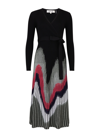 Diane Von Furstenberg Reiko Ribbed Faux-wrap Colorblock Midi Dress In Black