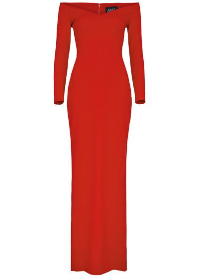 Solace London Tara Crepe Maxi Dress In Red