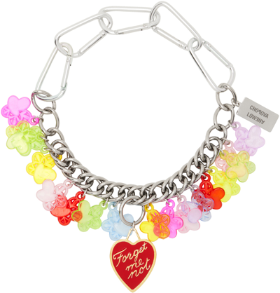 Chopova Lowena Silver 'forget Me Not' Necklace In Red/silver