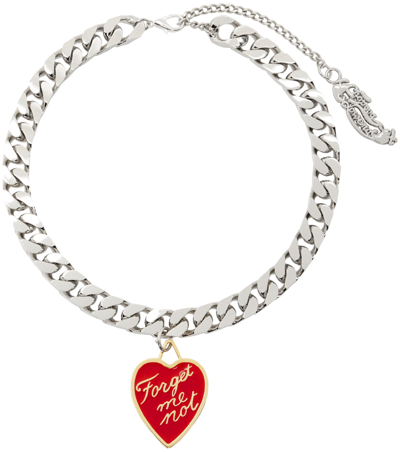 Chopova Lowena Silver Chunky 'forget Me Not' Necklace In Red