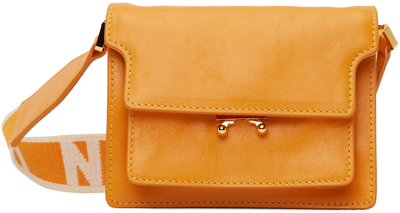 Marni Women's Mini Soft Trunk Leather Shoulder Bag In Orange