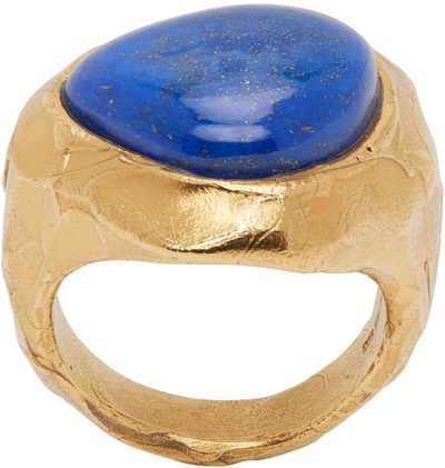 Alighieri The Horizon Calling Gold Vermeil Lapis Lazuli Ring In Blue