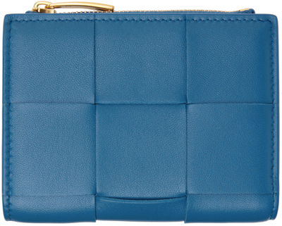 Bottega Veneta Blue Small Cassette Bi-fold Wallet In 4222 Deep Pacifi