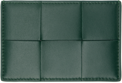 Bottega Veneta Green Cassette Card Holder In 3049 Emerald Green