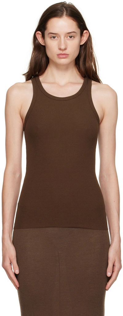 Éterne Brown High Neck Tank Top In Chocolate
