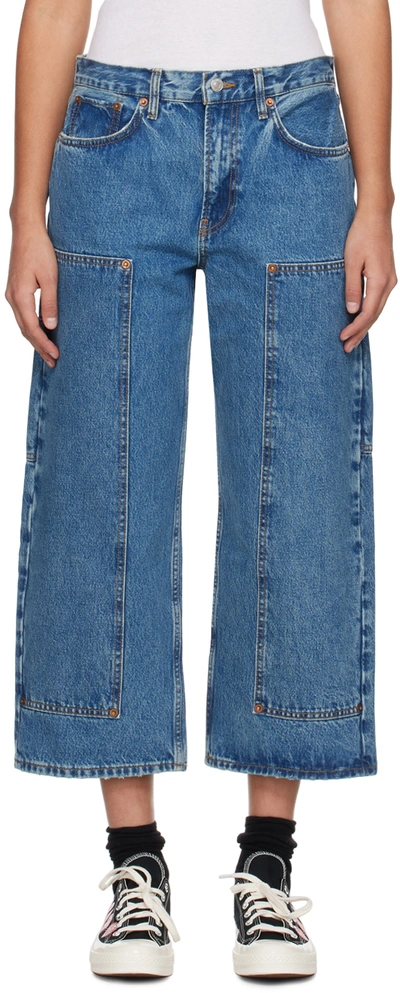 RE/DONE BLUE 'THE SHORTIE' JEANS