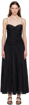 Matteau Black Gathered Midi Dress In Black