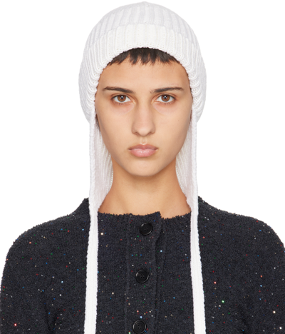 Marni White Virgin Wool Beanie In 00w02 Natural White