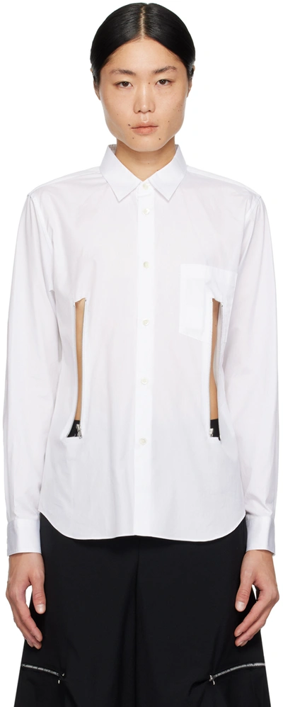 Black Comme Des Garçons White Zip Vent Shirt In 1 White