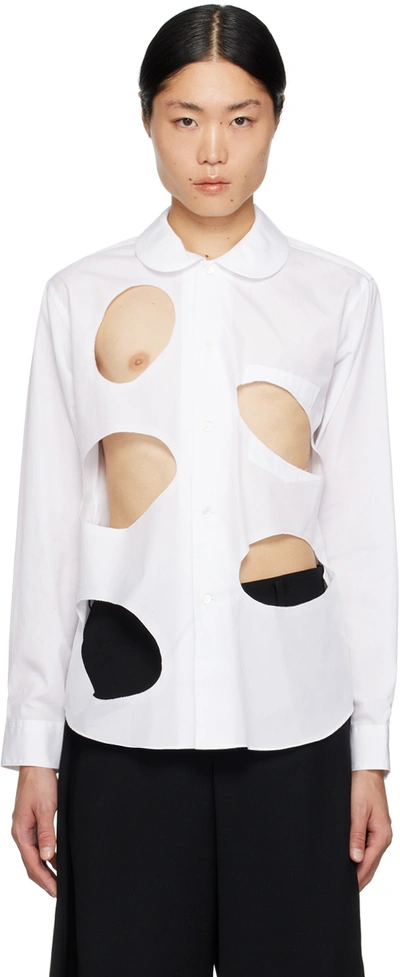 Black Comme Des Garçons White Cutout Shirt In 1 White