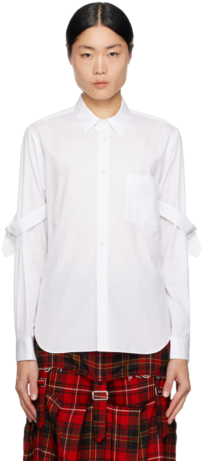 Black Comme Des Garçons White Pin-buckle Shirt In 2 White