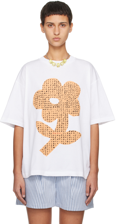 Marni Floral-print Cotton T-shirt In White
