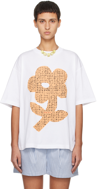 MARNI WHITE WORDSEARCH FLOWER T-SHIRT