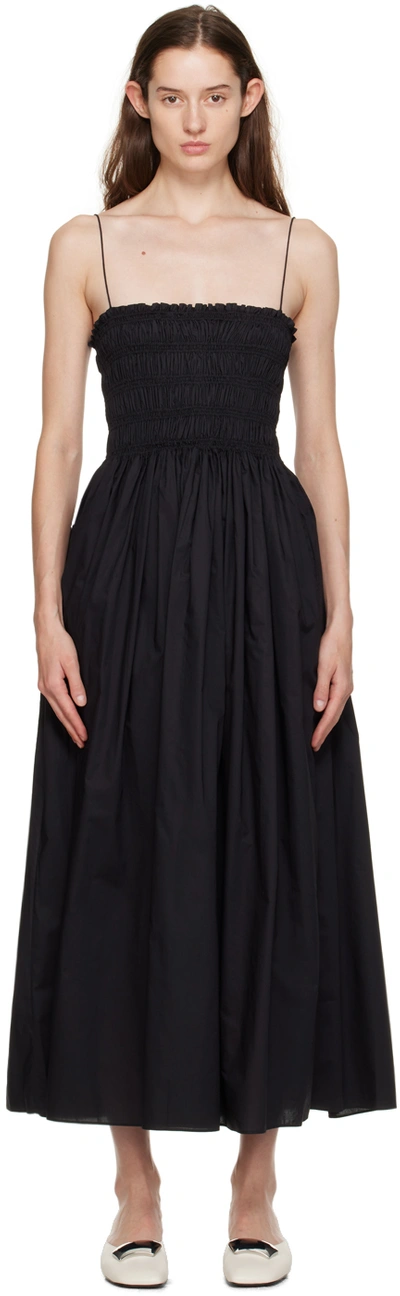 Matteau Black Shirred Maxi Dress