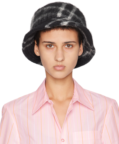 Marni Black Plaid Bucket Hat In Chn99 Black