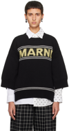Marni Logo Intarsia Knitted Crewneck Jumper In 00n99 Black