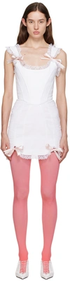 Pristine White Diana Denim Minidress In White/pink