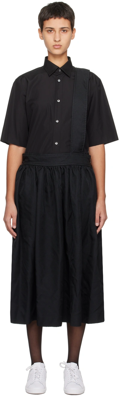 Black Comme Des Garçons Single Shoulder-strap Draped Skirt In Black