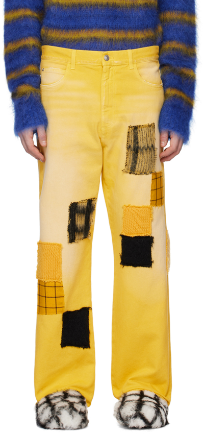 Marni Overdyed Bull Denim Jeans In Yellow