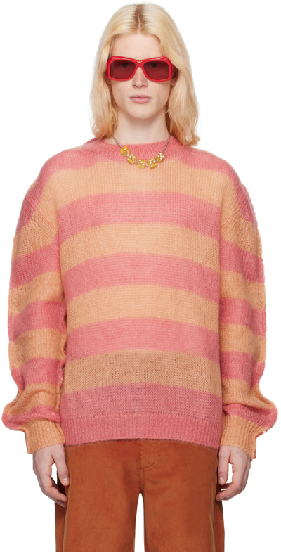 Marni Stripe-print Knit Jumper In Pink