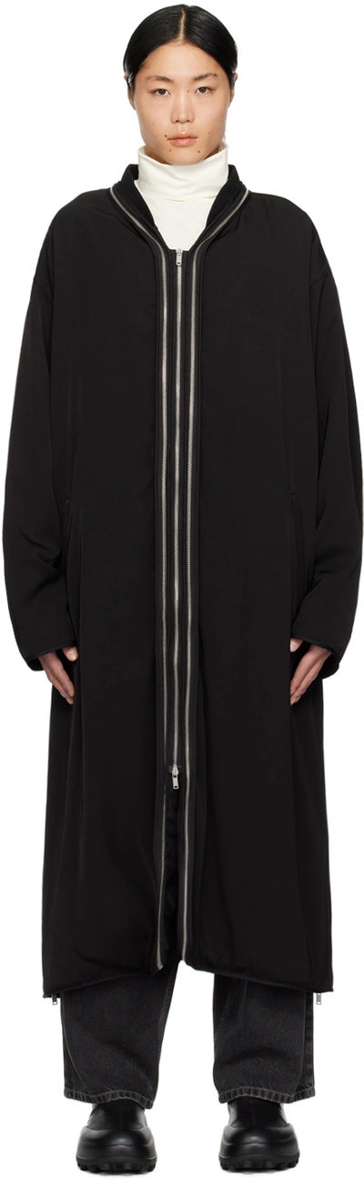 Jil Sander Black Double-layer Coat In 001 Black