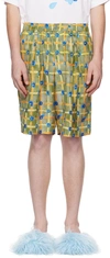 Marni Silk Saraband Shorts With Elastic Waistband In Sav67 Leav Green