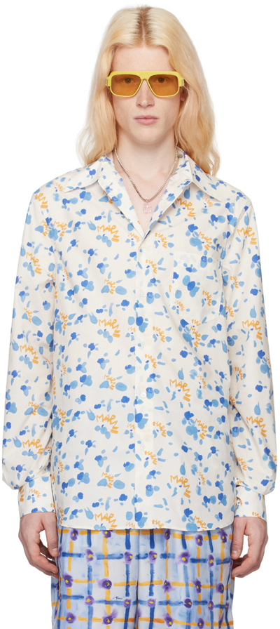 Marni White Dripping Shirt In Mdw03 Stone White