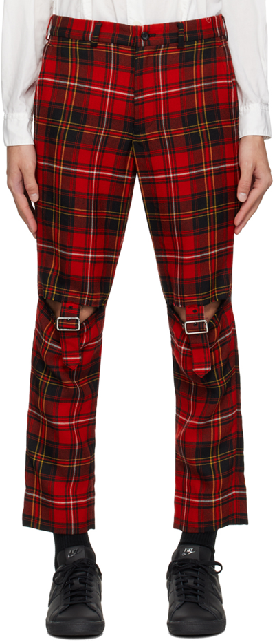 Black Comme Des Garçons Red & Black Check Trousers In 1 Red/black