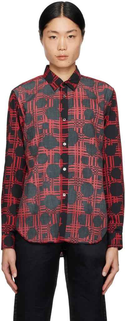 Black Comme Des Garçons Graphic-print Classic-collar Shirt In 1 Black/red