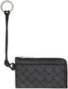 BOTTEGA VENETA BLACK INTRECCIATO L-ZIPPERED CARD HOLDER