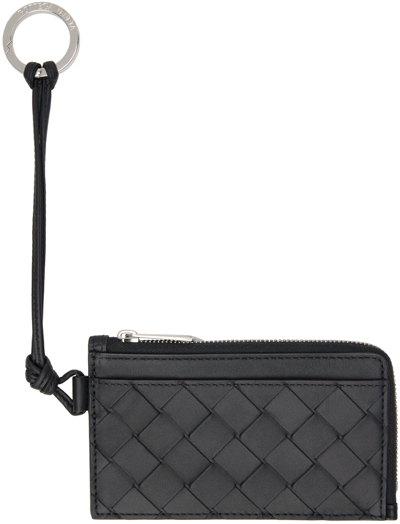 Bottega Veneta Black Intrecciato L-zippered Card Holder In 8803-black