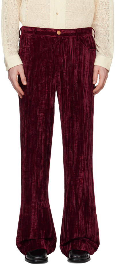 Séfr Red Maceo Trousers In Red Velvet