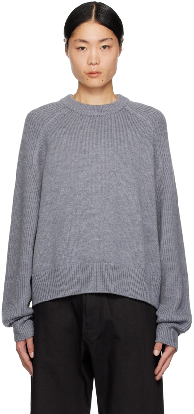 Studio Nicholson Jean Raglan-sleeve Merino Sweater In Cadet Grey