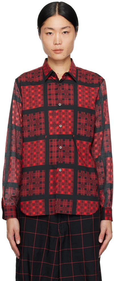 Black Comme Des Garçons Check-print Long-sleeve Shirt In Rot